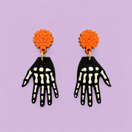 Arete Mano Calavera Naranja